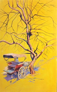 Ghulam Mustafa, 34 x 54 Inch, Oil on Canvas, Cityscape Painting, AC-GLM-041